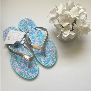 Pappagallo Floral Blue Flip Flops